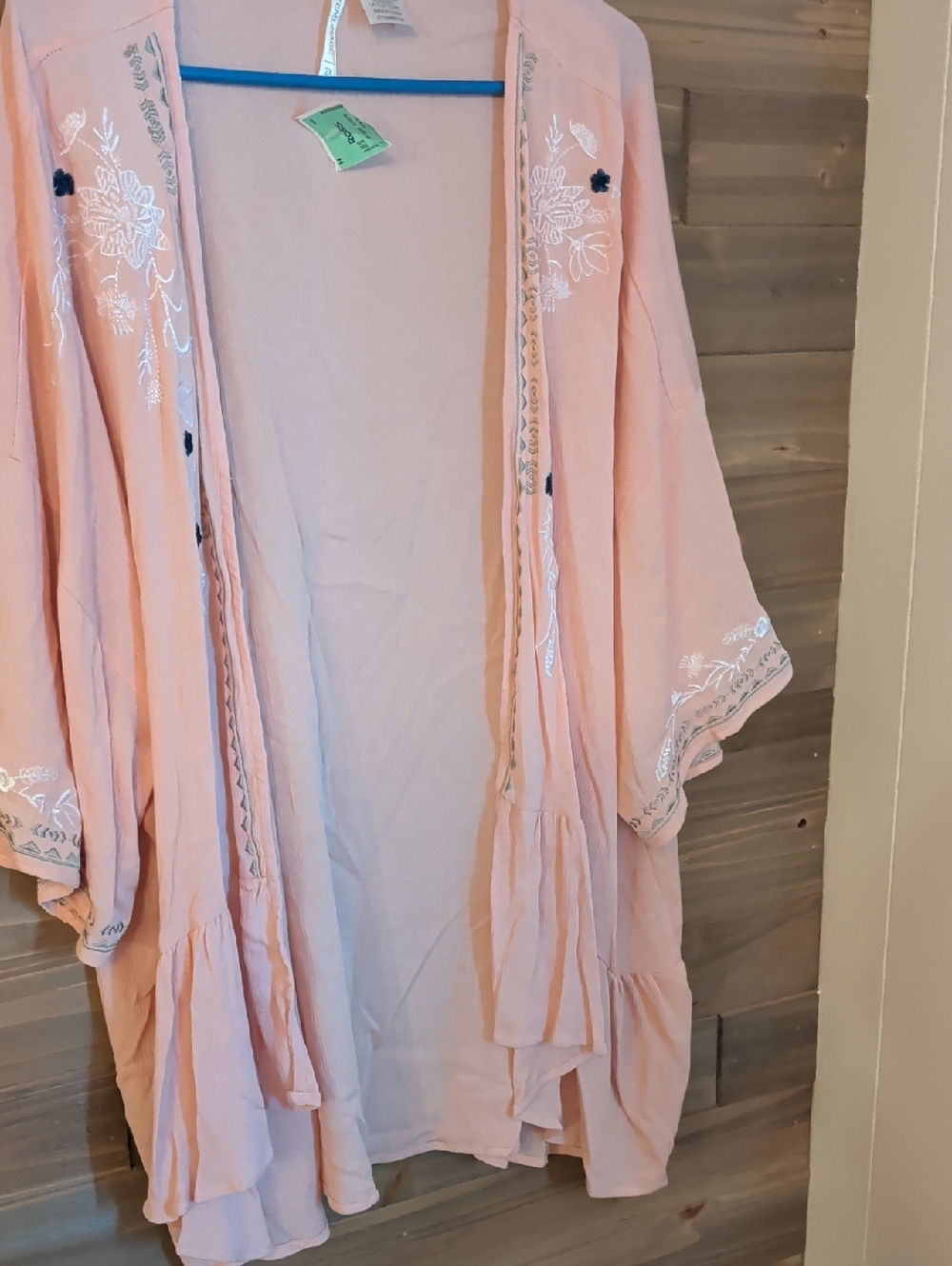 Forgotten Grace Light Pink Embroidered Women's Open Cardigan 2X